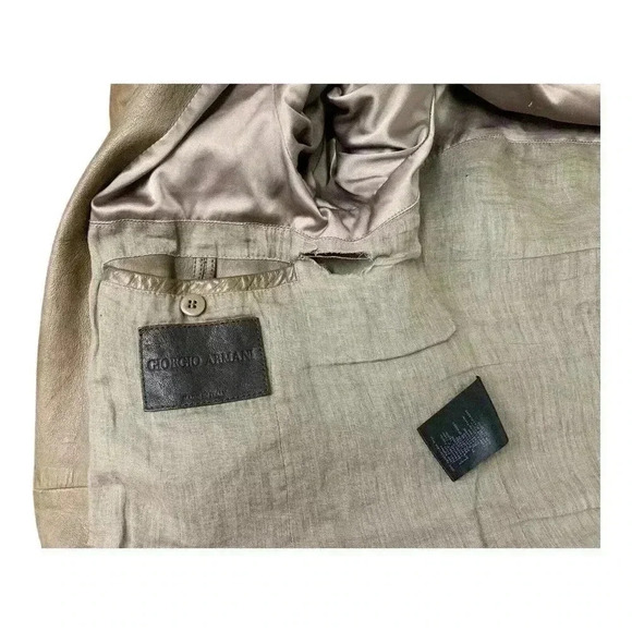 Giorgio Armani Men's 100% Soft Lambskin Leather Jacket Made In Italy Sz 48 - Picture 15 of 16